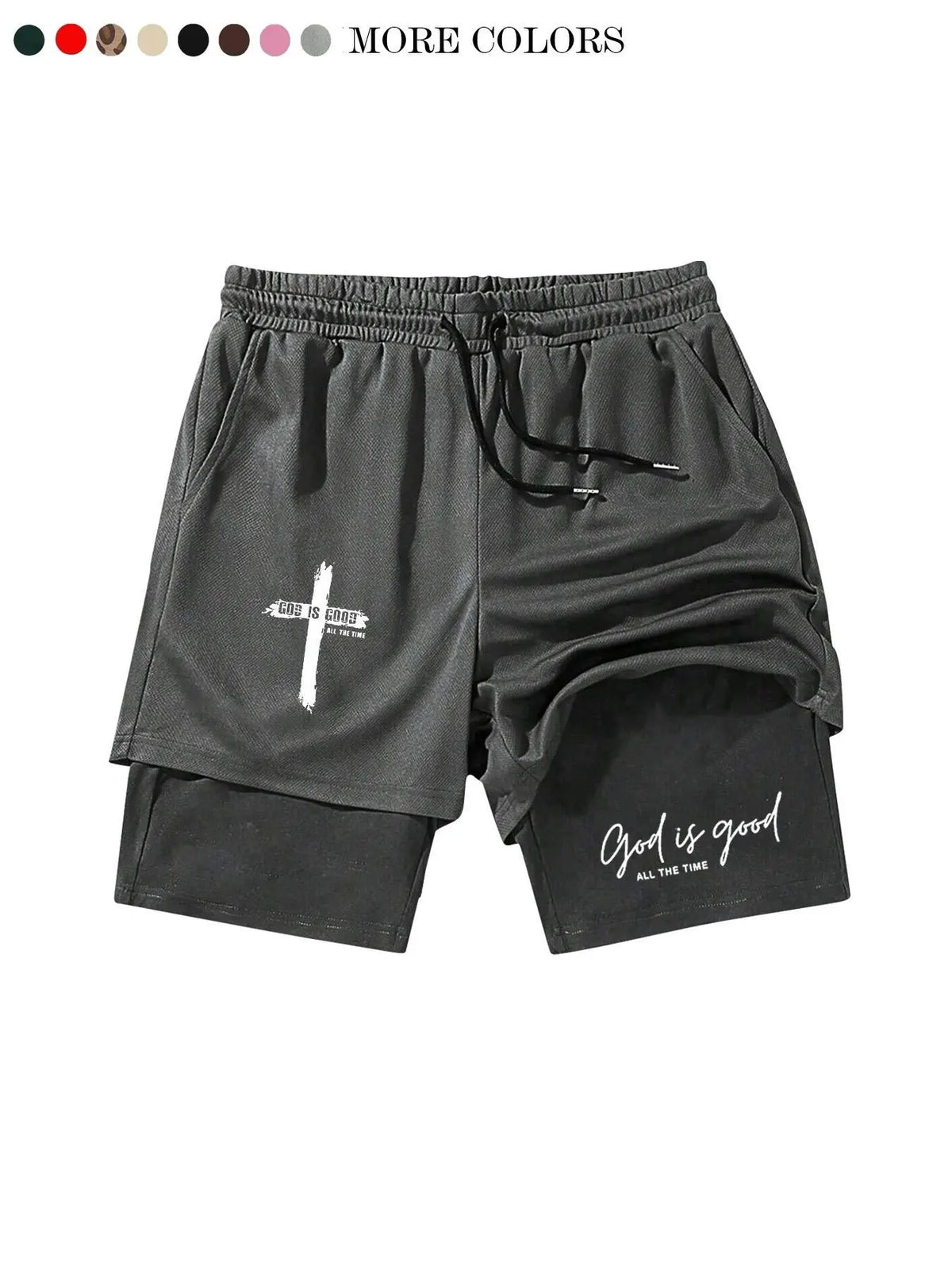 God Is Good Print Teen Boy Shorts, Loose-Fit Casual Mesh Pants, Drawstring Waist, Spring Summer Fashion, Couples Wear, Breathable Loose Shorts, Breathable Printed Shorts