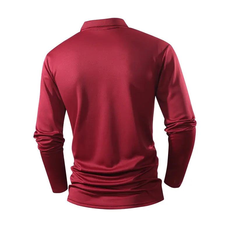Clean Gent 4-Piece Men's Long Sleeve Polo Shirt, Soft and Comfortable Men's Golf Shirt, Casual Long Sleeve Classic POLO Shirt, Button Front Blouse, Elastic Fashion Men's Clothing, All Seasons