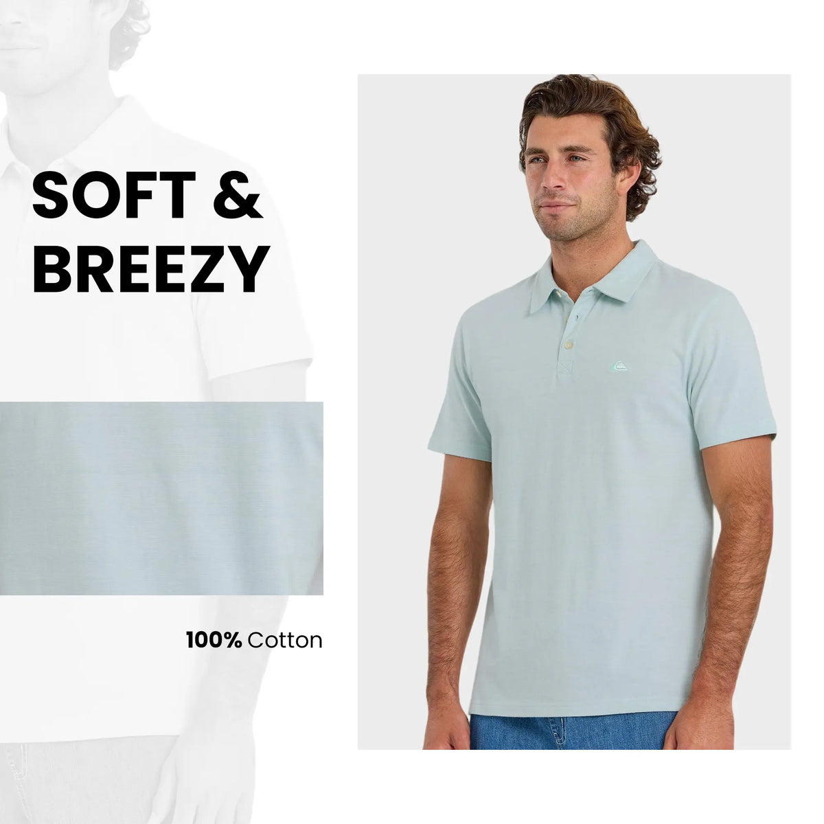 Quiksilver | Sunset Cruise Polo Shirt | Men's 100% Cotton Embroidered Logo Breathable | Sun Protection & Everyday Wear Boxy Polo Casual
