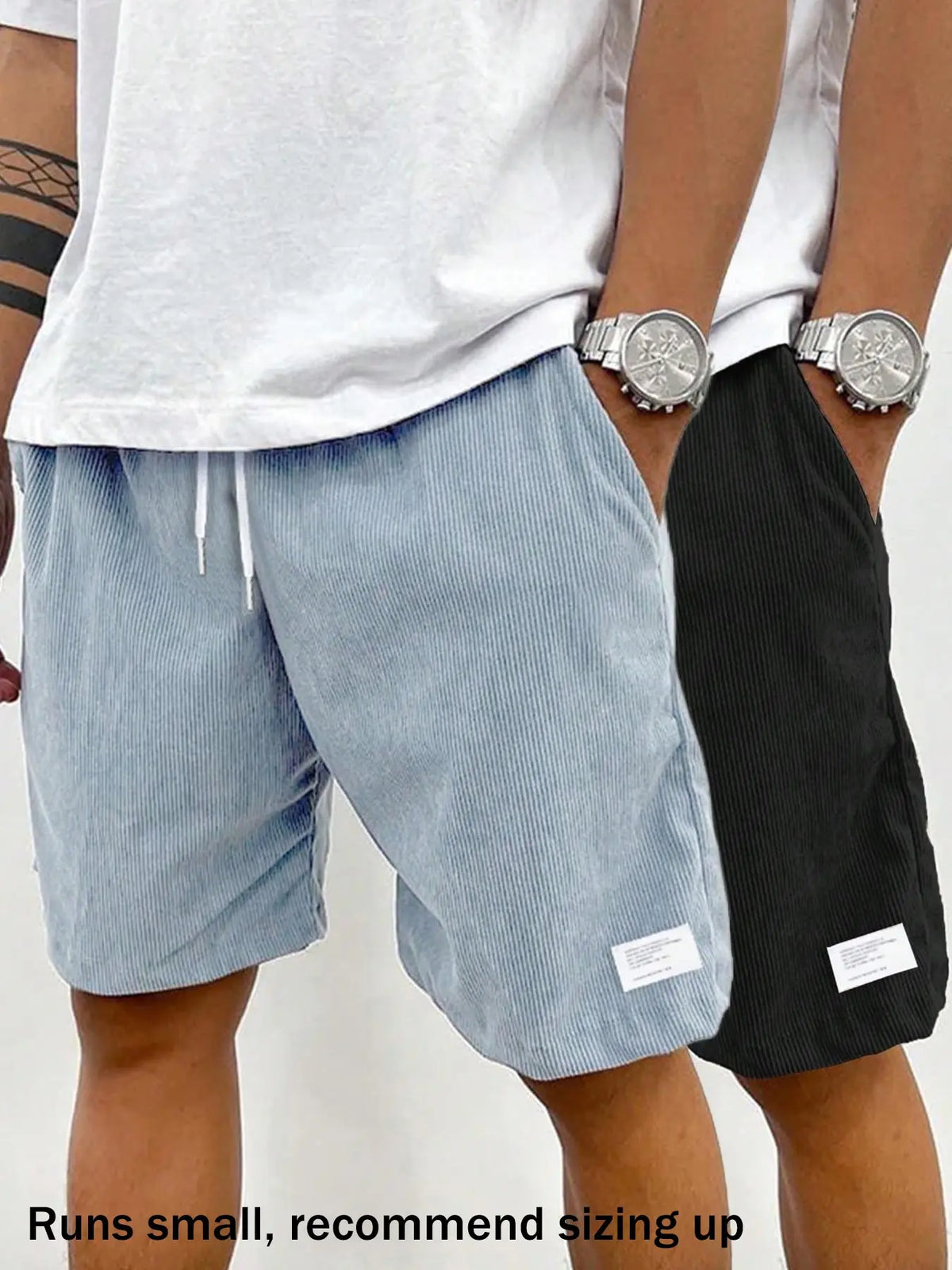 Men's Solid Patched Drawstring Waist Shorts, Menswear Regular Fit Casual Pocket Elastic Waist Shorts for Summer, Men's Bottoms for Daily Wear, Drawstrings Shorts