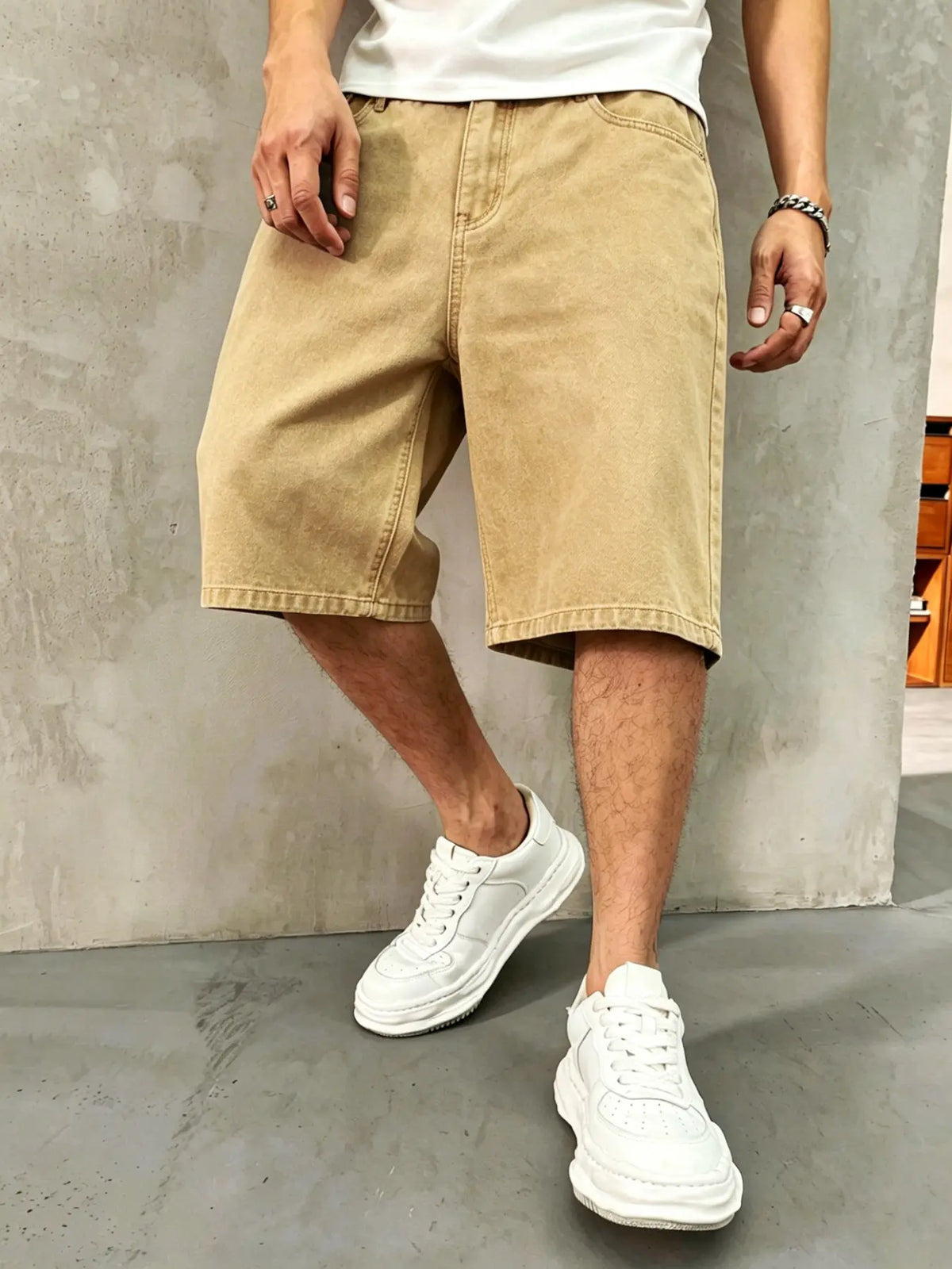Men's Solid Color Plain Denim Fabric Shorts, Regular Fit Classic Casual Streetwear Comfy Fashion Basic Shorts for Daily Wear, Men's Bottoms Menswear for All Seasons