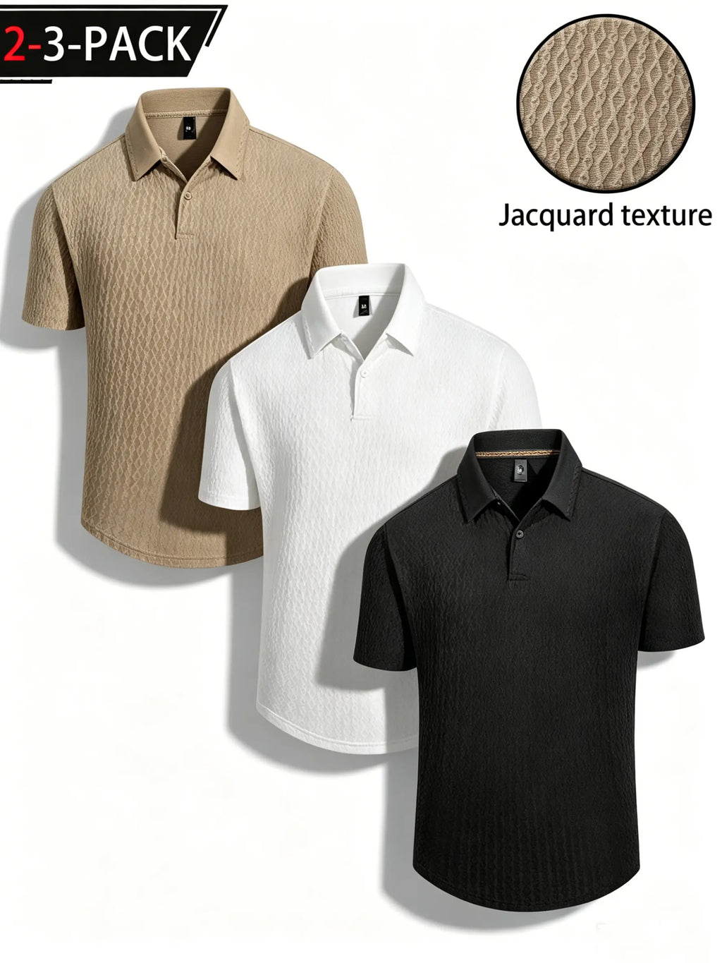 Mens Comfortable Golf Polo Shirt 2 Pack 3 Pack Jacquard Texture Short Sleeve Collared Top Breathable Knit Performance Polo for Golf Tennis Pickleball Office Casual Outdoor Vacation Daily Wear Summer Fashion Essentials Smart Everyday Wardrobe Staple,sohoch