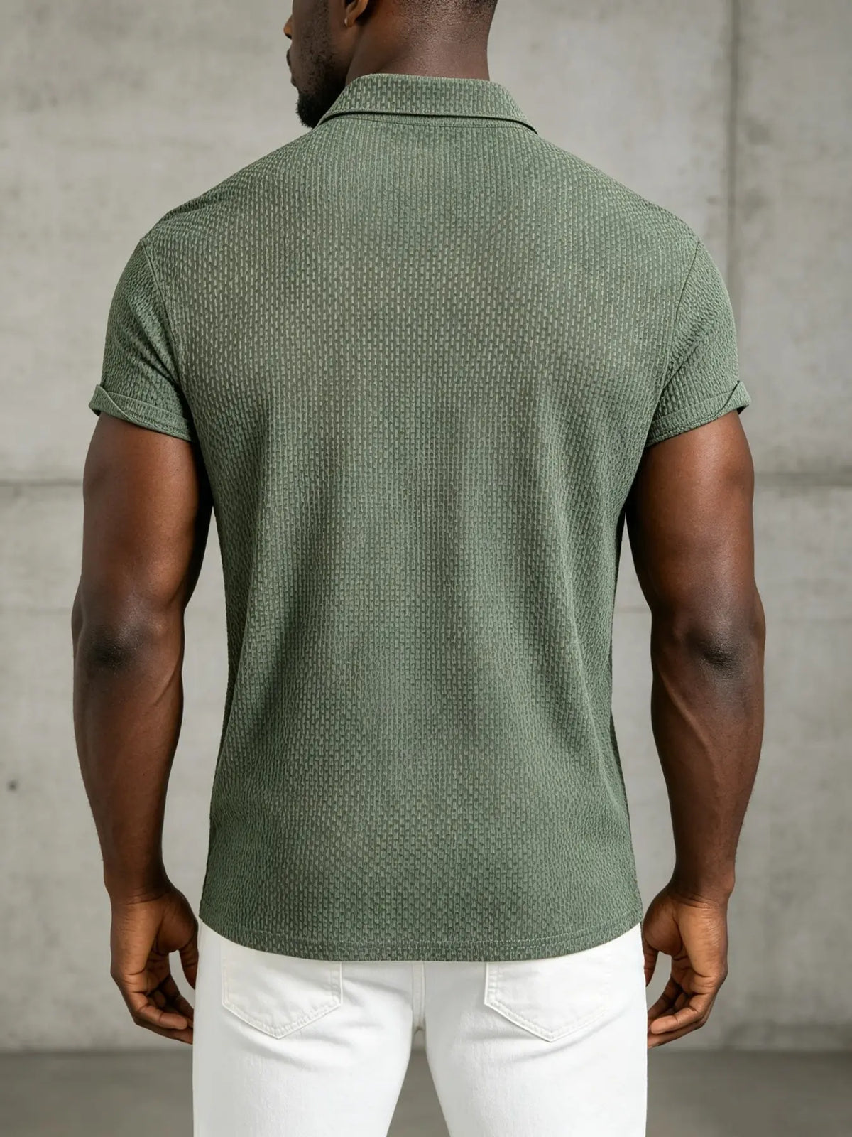 Men's Solid Waffle Textured Polo Shirt, 3 Button Lapel, Short Sleeve, Breathable Casual Tee, Golf Business Beach Daily Summer Tops, Breathable Summer Polos