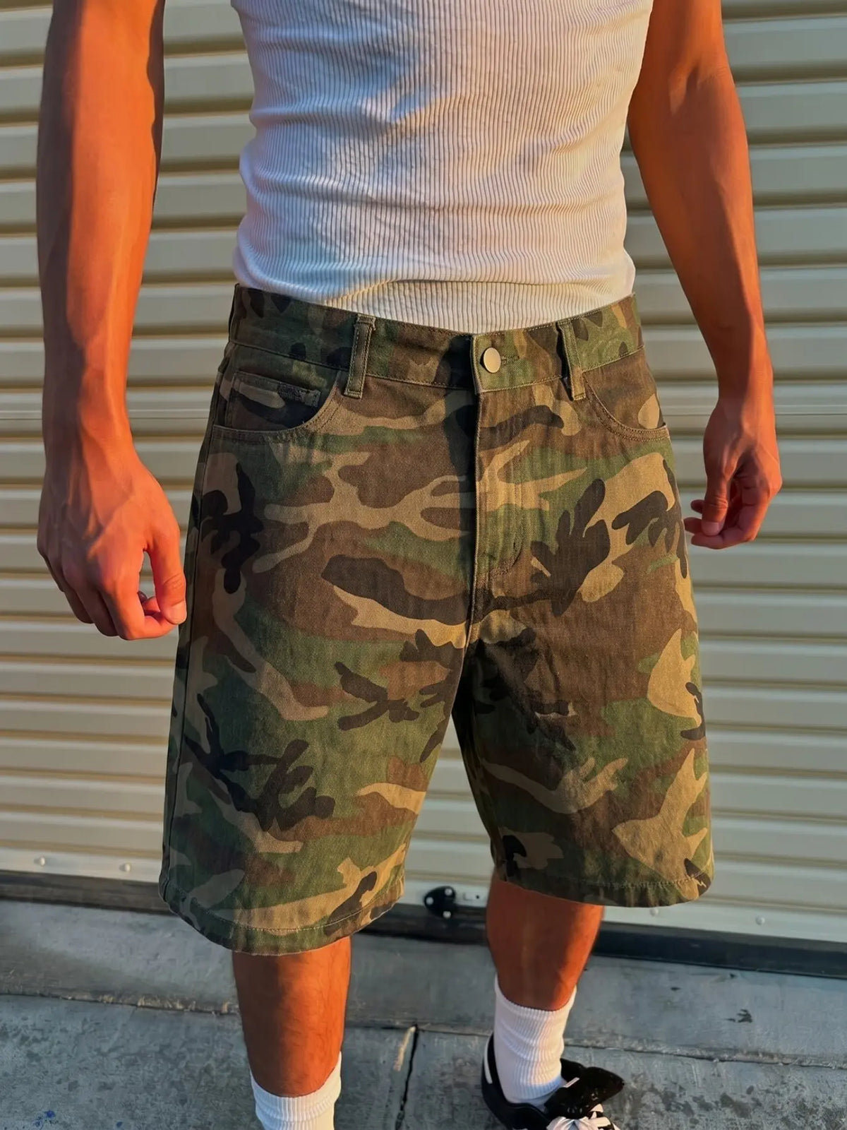 Men's Casual Loose Fit Wide Leg Denim Shorts, All Seasons Street Style, Plain Color, Pocket Design, Fashionable Jeans for Daily Wear, Streetwear, Summer Style Shorts