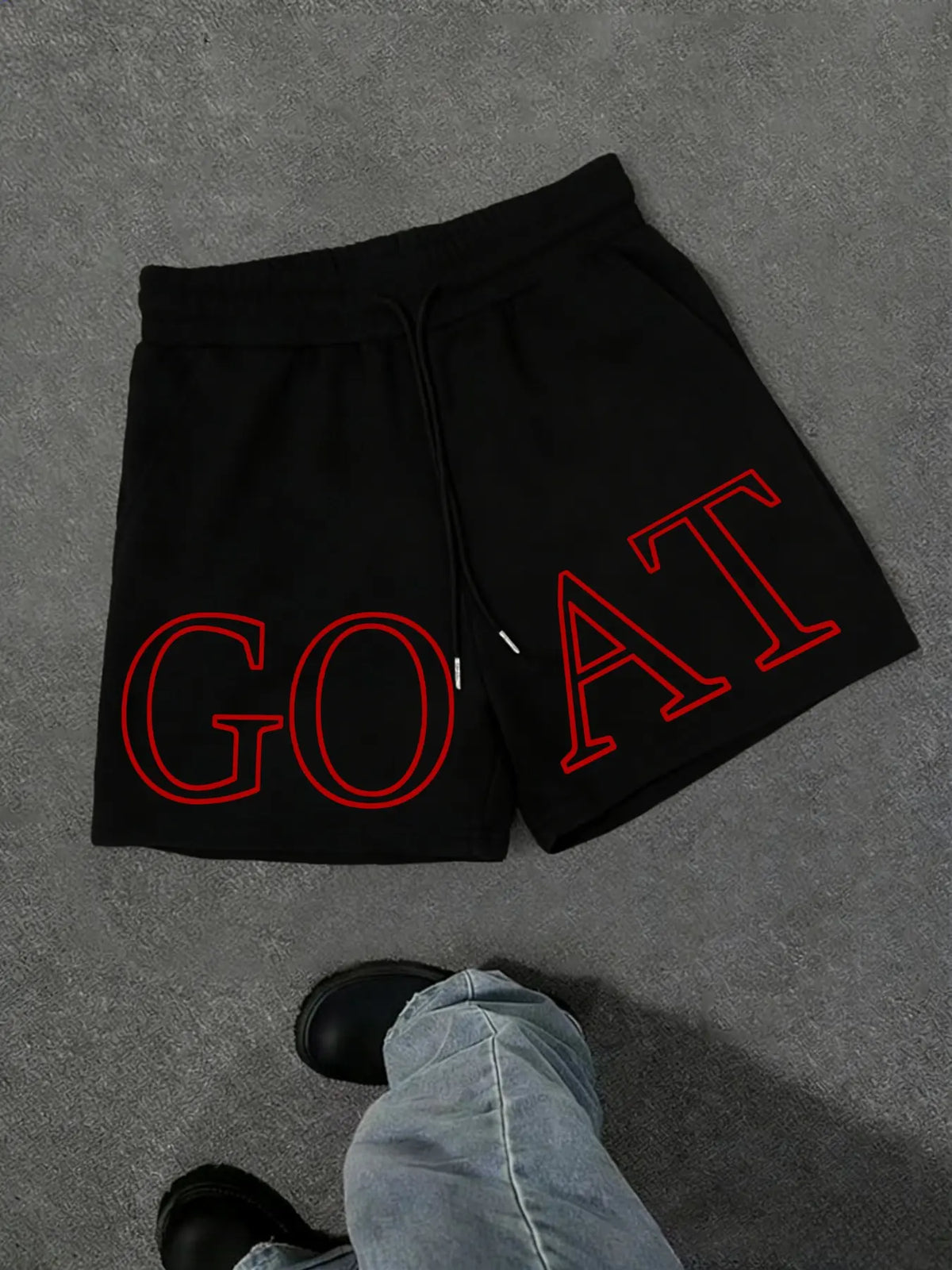 Goat Letter Print Shorts, Summer Essential, Simple and Elegant, Boston Letter Print Shorts, Casual Fitted Style, Athleisure Shorts
