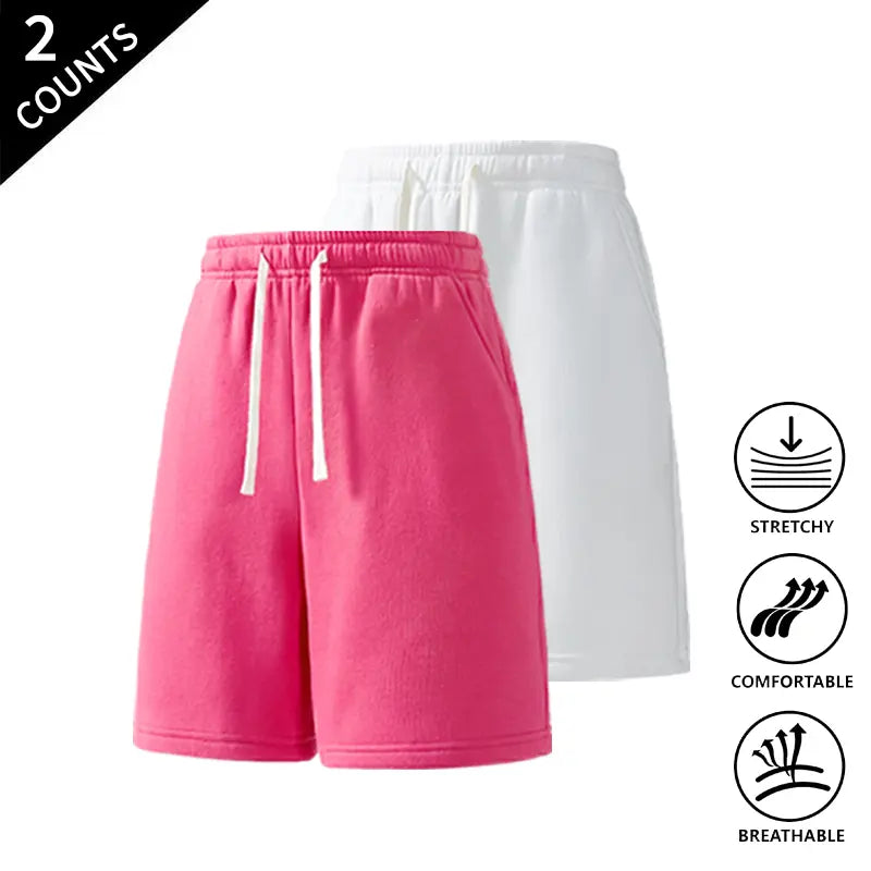Men’s 2-Pack Wide-Leg Casual Stretchy Baggy Shorts - Elastic Comfortable Drawstring Waist, Breathable, Flexible Bottoms for Lounge & Streetwear Everyday Wear, Wide-Leg Men's Shorts