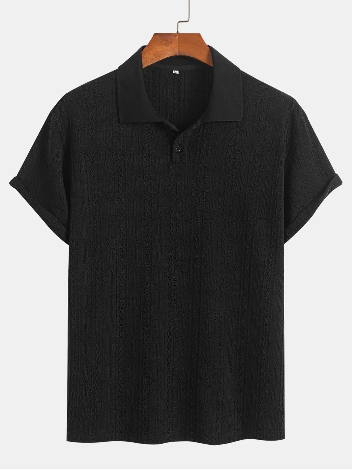 Men's Plain Textured Jacquard Knit Buttons Polo Shirt, Regular Fit Fitted Casual Short Sleeve Top for Summer, Classic Fashion Men's Clothes for Daily Wear, Menswear, Button Down Polo, Knitted Shirt, Buttoned Polo Shirt, Casual Polo Shirts