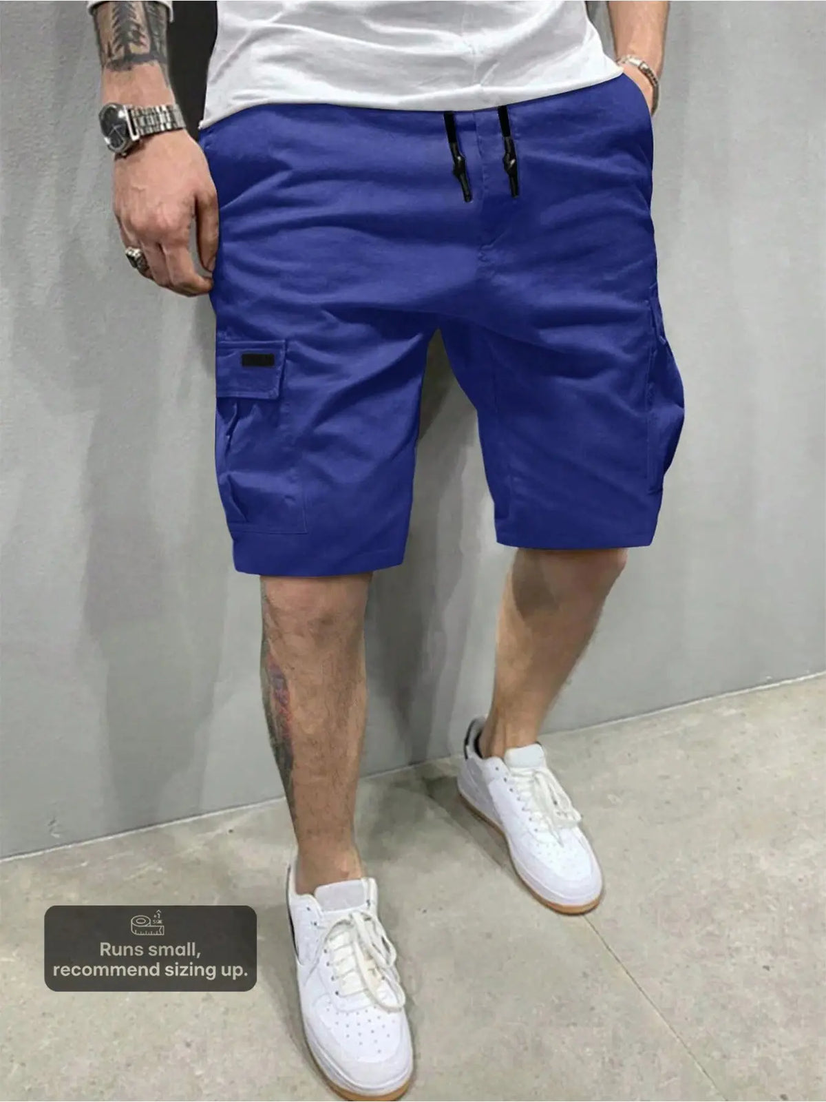 Men's Solid Cargo Shorts, Casual Relaxed-Fit Woven 5" Shorts, lightweight drawstring shorts, Multi-Pocket Mid-Rise Straight-Leg Design, Drawstring Waist, Summer Daily Wear for Commute & Outdoor Sports, Classic Versatile Essential for Men's Wardrobe