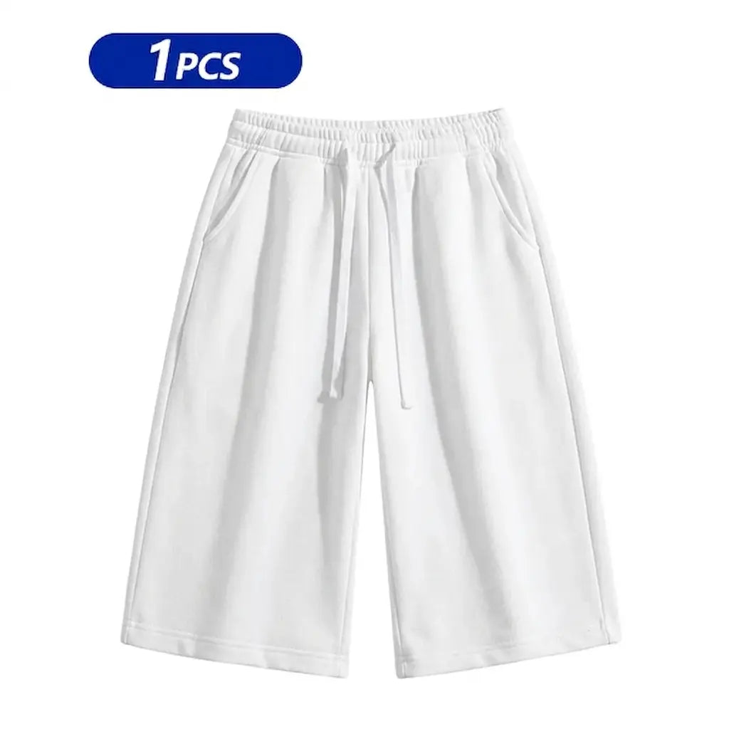 Men's Plain Stylish Belted Bermuda Shorts - Activewear, Solid-Color Athletic Casual Bottoms with Pockets, Breathable Spring-Summer Menswear