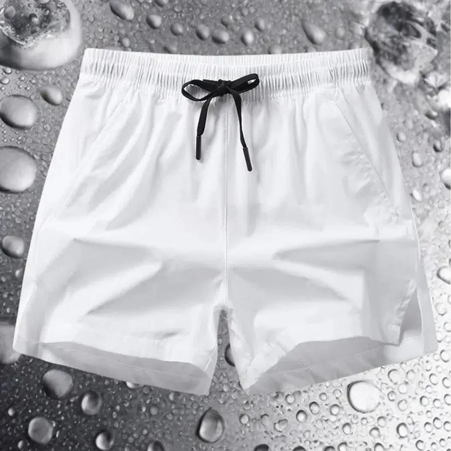 Men's Regular Fit Elastane-Polyester Blend Elastic Drawstring Waist Shorts with Zipper Pocket - Breathable Fabric, Easy to Style, Casual Look, All Seasons Activewear Bottoms for Daily Outdoor Use