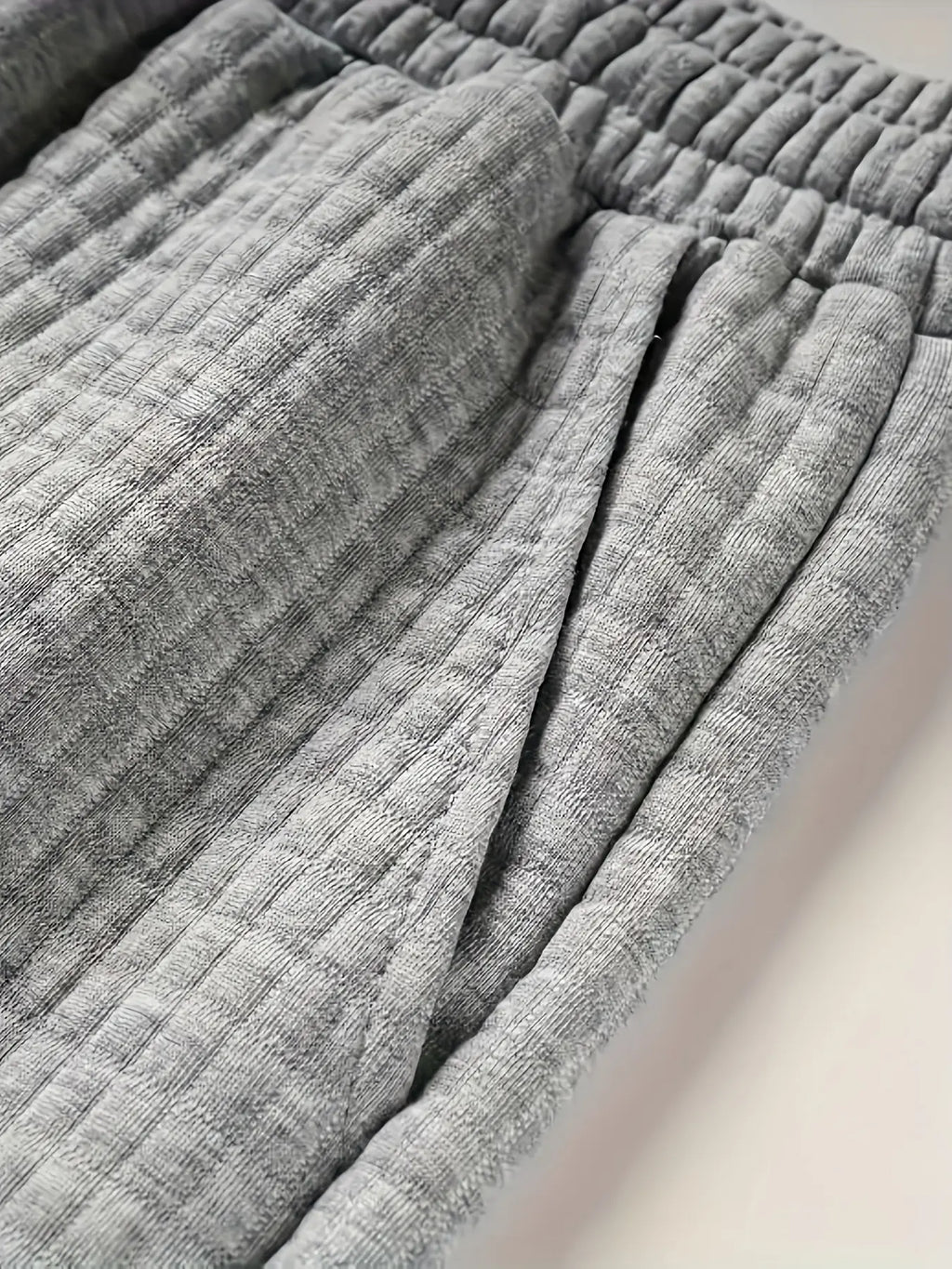 Men’s Plus-Size Knitted Waffle Shorts - Menswear Bottoms with Elastic Drawstring Waist, Stretchy Breathable Soft Fabric, Plain Gray OOTD Driving Summer Casual Easy-to-Match Neutral Wear, Driving / Ootd