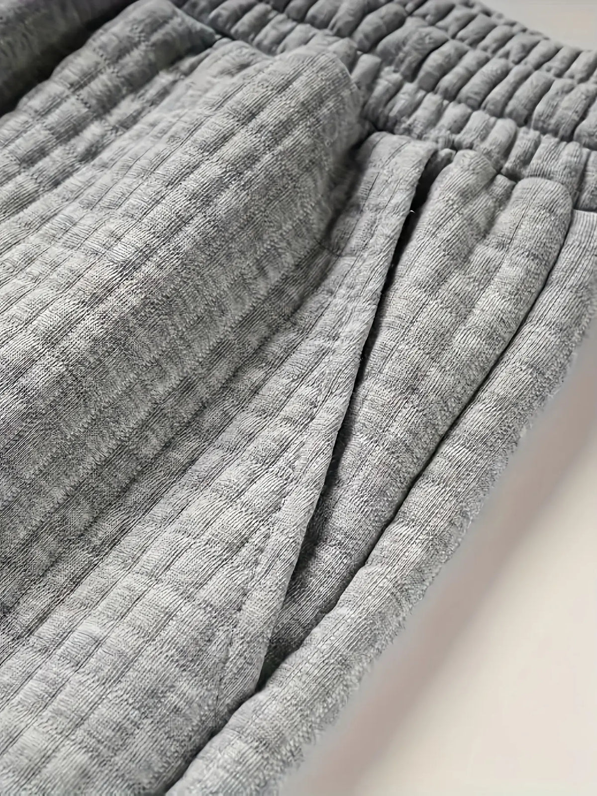 Men’s Plus-Size Knitted Waffle Shorts - Menswear Bottoms with Elastic Drawstring Waist, Stretchy Breathable Soft Fabric, Plain Gray OOTD Driving Summer Casual Easy-to-Match Neutral Wear, Driving / Ootd