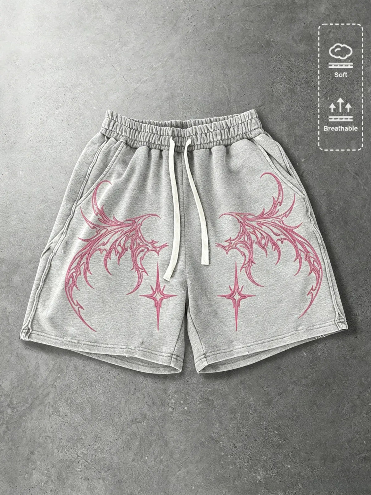 Unisex Y2K Gothic Print Cotton Breathable Shorts, Chic Casual Style, Comfortable & Stylish, Perfect for Everyday Wear