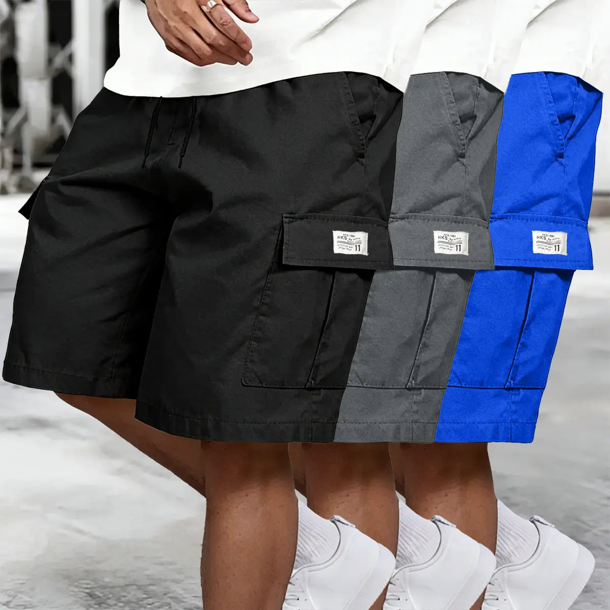 3-Pack Men'S Cargo Shorts Bundle - Brown Black & Green - Slanted Pockets - Versatile Casual Wear - 3-Piece Bottoms for Everyday Use Menswear Overalls shorts men Spring Statements outdoorfun Beige Tropical