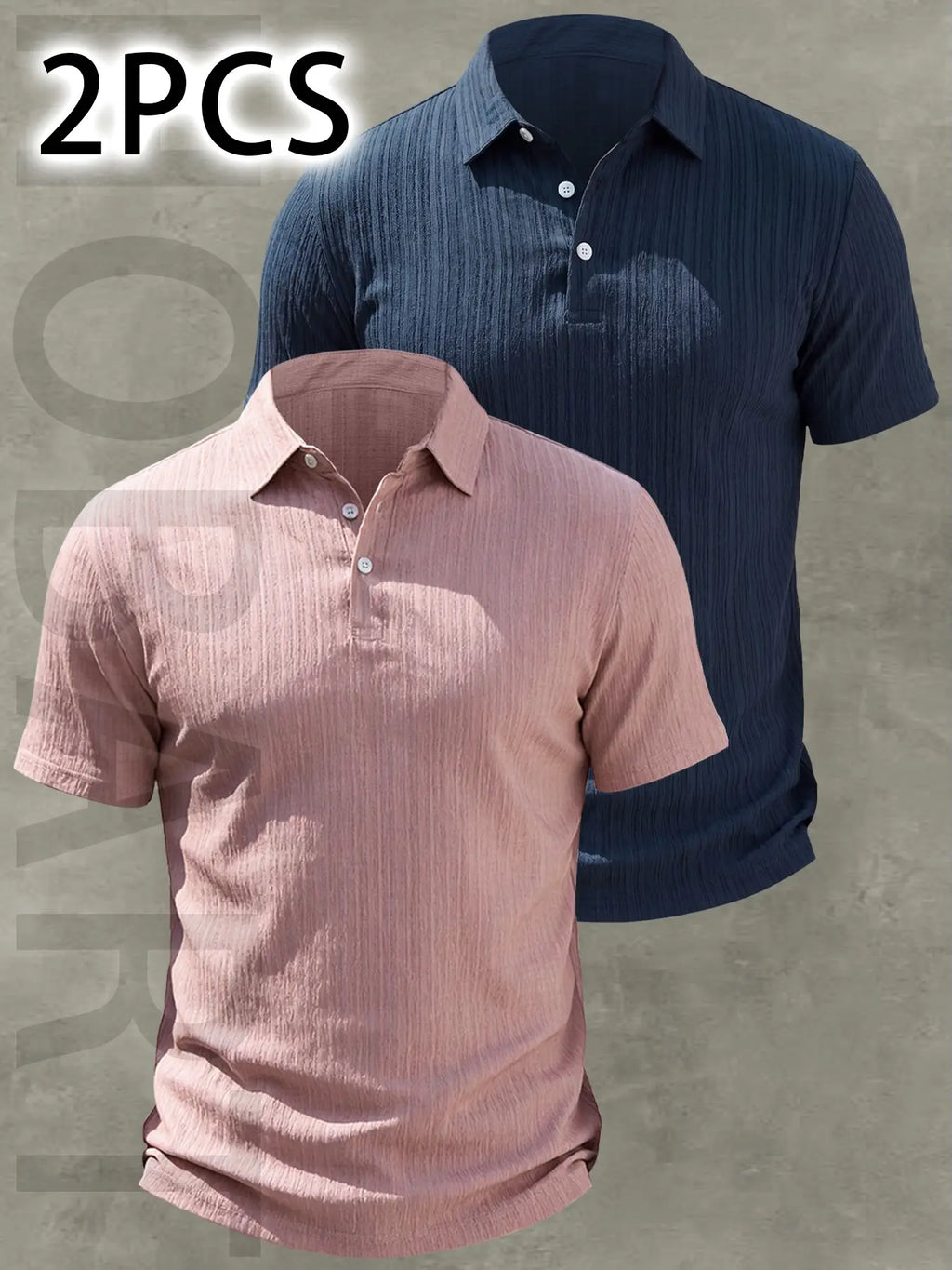 2pcs Men's Casual Classic Fashion Slim Fit Plain Polo Shirt Tops, Buttoned Polo Collar, Lightweight Breathable Fabric, Everyday Wear