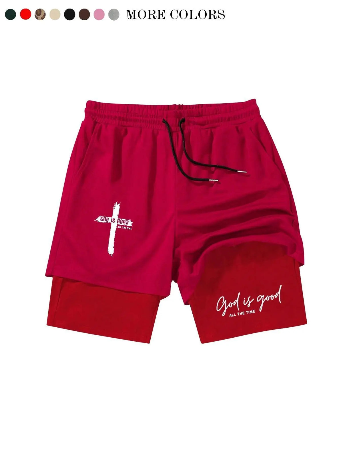 God Is Good Print Teen Boy Shorts, Loose-Fit Casual Mesh Pants, Drawstring Waist, Spring Summer Fashion, Couples Wear, Breathable Loose Shorts, Breathable Printed Shorts