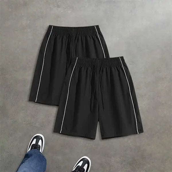 2-Pack Men’s Summer Striped Casual Shorts – Loose Fit, Versatile Athletic Style