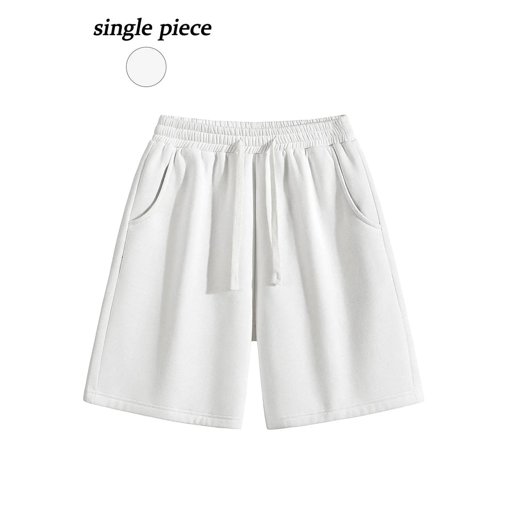 URMCZ Men's Retro Cotton Blend Casual Shorts - Breathable, High-Stretch Drawstring Waistband, Relaxed Straight-Leg, Moisture-Wicking, Plain, Aesthetic, Sporty Chic Unisex Bottoms for Summer Lounging, Workouts