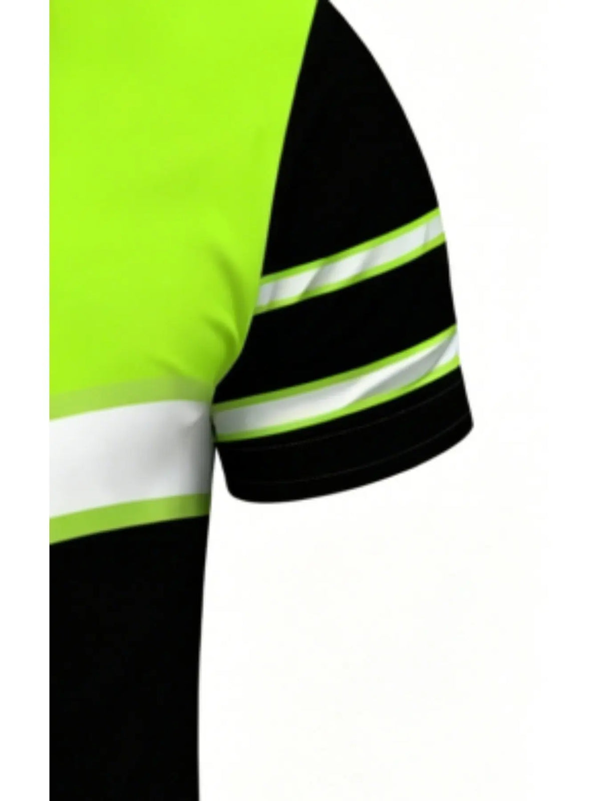 Men's Neon Green Black Color Block Polo Shirt, Casual Sporty Fitted, Chevron Stripe Short Sleeve Athletic Golf Top, Casual Golf Shirts, Casual Sports Tops