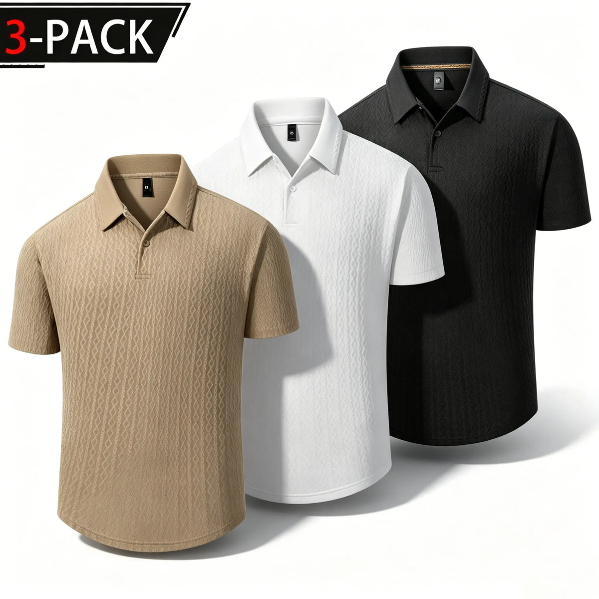 Mens Comfortable Golf Polo Shirt 2 Pack 3 Pack Jacquard Texture Short Sleeve Collared Top Breathable Knit Performance Polo for Golf Tennis Pickleball Office Casual Outdoor Vacation Daily Wear Summer Fashion Essentials Smart Everyday Wardrobe Staple,sohoch