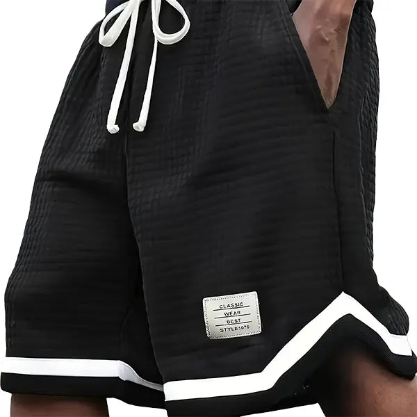 Men’s Plus-Size Knitted Waffle Shorts - Menswear Bottoms with Elastic Drawstring Waist, Stretchy Breathable Soft Fabric, Plain Gray OOTD Driving Summer Casual Easy-to-Match Neutral Wear, Driving / Ootd
