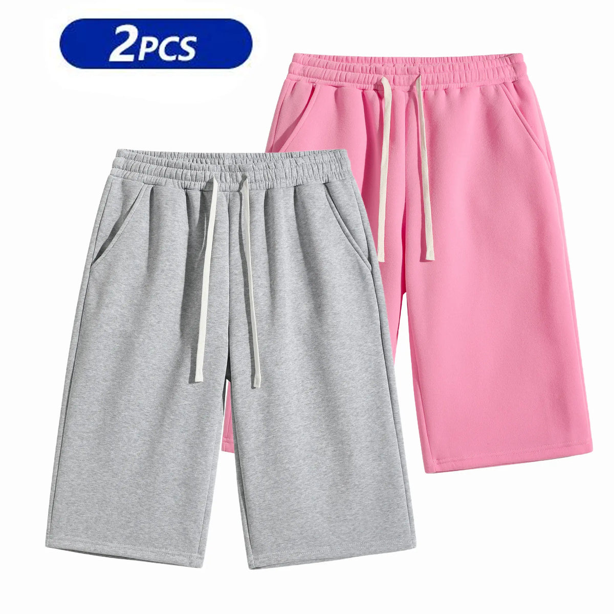 Men's Plain Stylish Belted Bermuda Shorts - Activewear, Solid-Color Athletic Casual Bottoms with Pockets, Breathable Spring-Summer Menswear