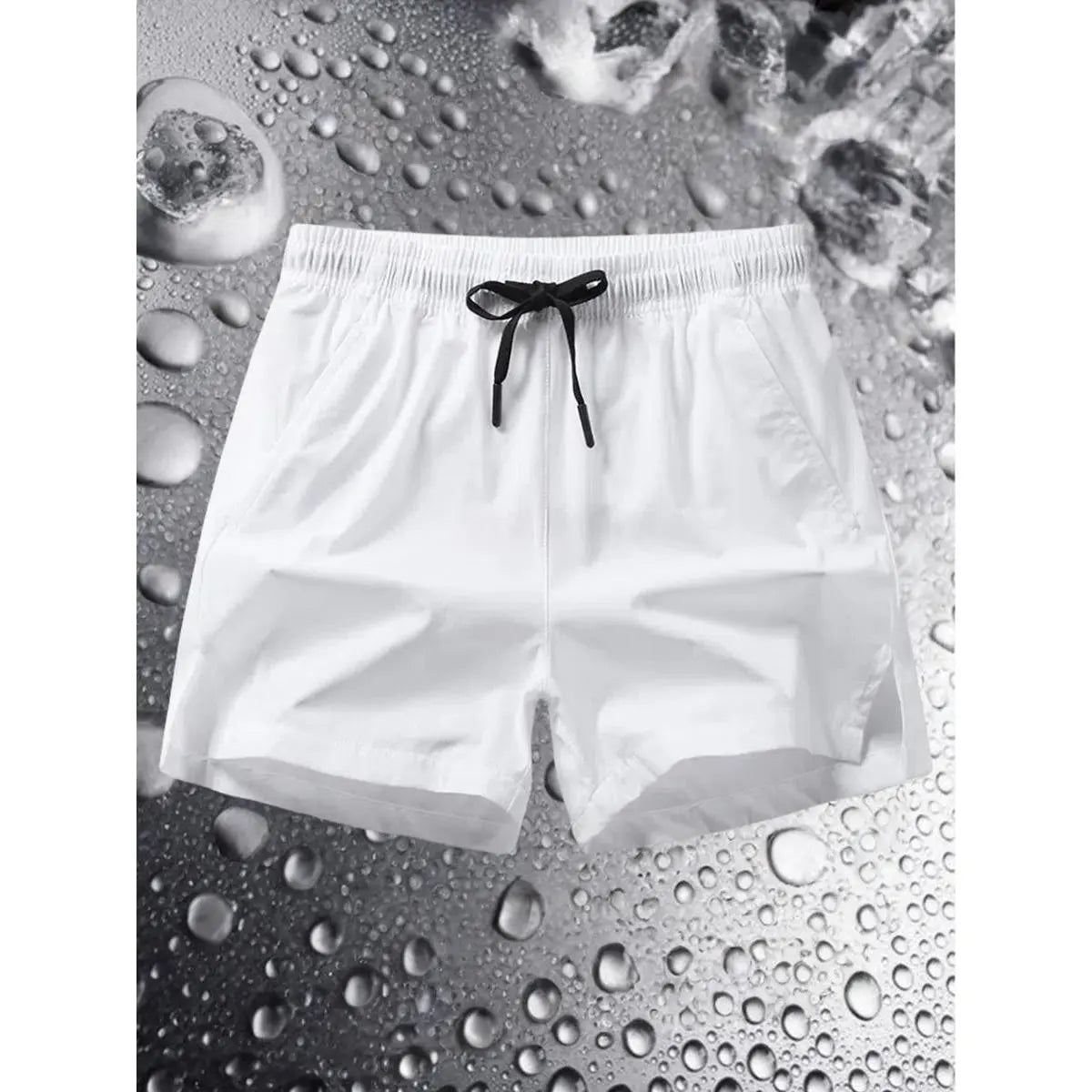 Men's Regular Fit Elastane-Polyester Blend Elastic Drawstring Waist Shorts with Zipper Pocket - Breathable Fabric, Easy to Style, Casual Look, All Seasons Activewear Bottoms for Daily Outdoor Use
