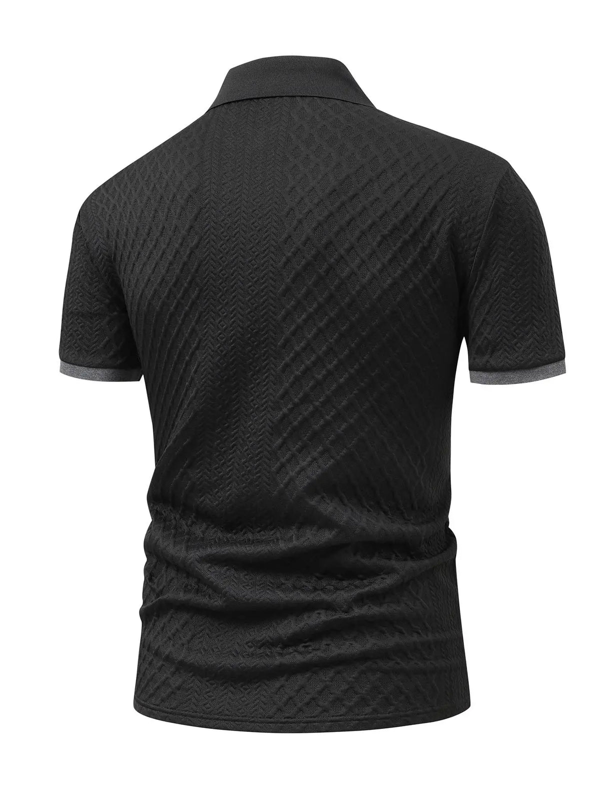Men's High-End Textured Golf Polo Shirt, Casual Jacquard Knit Short Sleeve Top, Stylish and Comfortable Men's Apparel, Casual Golf Polos