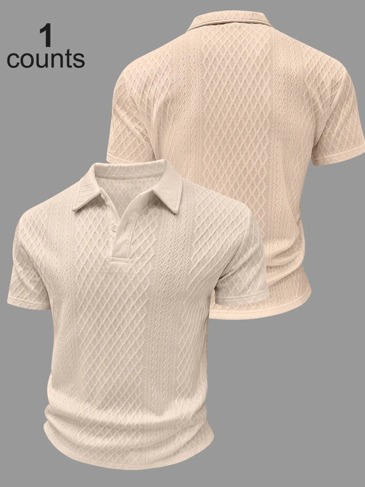 Men's Bestselling Solid Color Plain Polo Shirt, Short Sleeve, Herringbone Texture, Casual Fashion, Daily Wear, Business