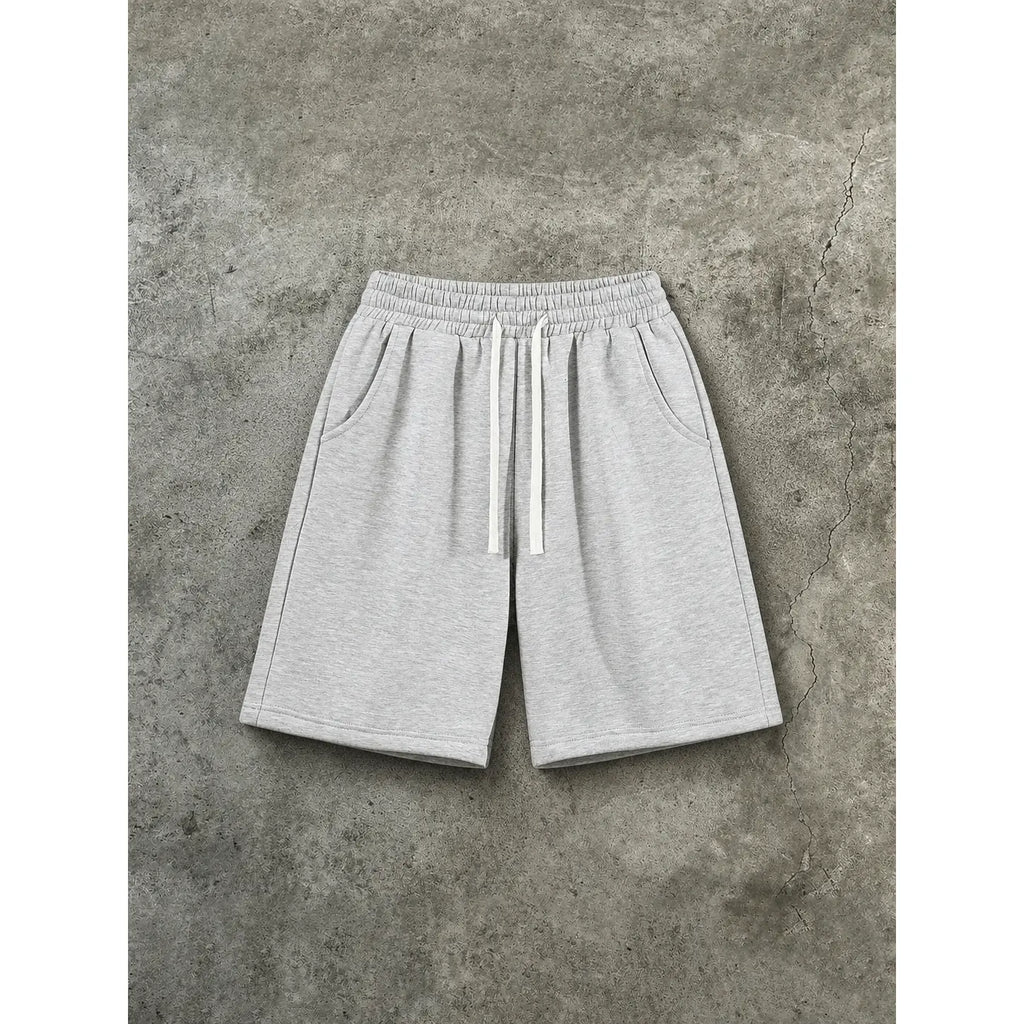 Men's Cotton Blend Casual Relaxed Fit Above-the-Knee Shorts - Drawstring Waistband, Adjustable Bottom, Baggy Draped Cut, Athleisure Menswear Bottoms for Workouts, Lounging
