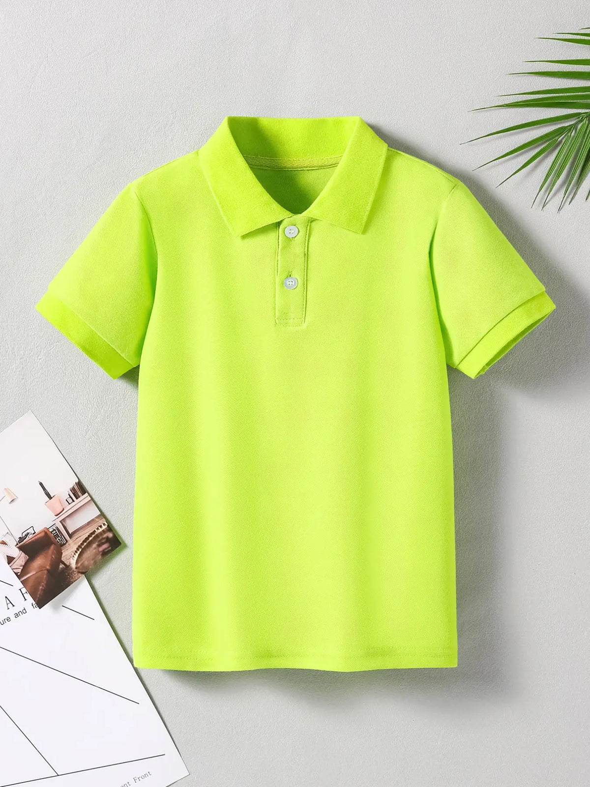 Summer Solid Color Fashion Preppy Short Sleeve Fabric Polo Shirt, Suitable for Casual, Sports, School Activities, Stylish and Comfortable
