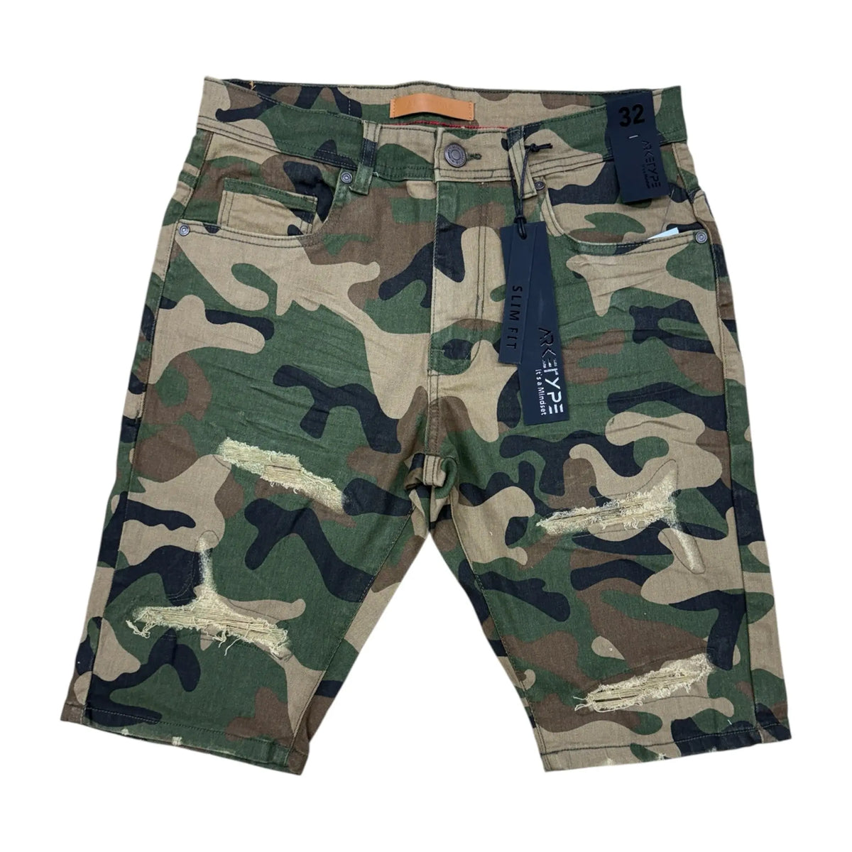 SC02 - Core Twill Ripped Slim-Fit Stretch Shorts