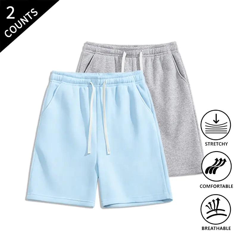 Men’s 2-Pack Loose Fit Sweat Shorts - Extra Baggy, Low-Rise Baggy, Lounge, Trendy Streetwear with Relaxed Ease, Comfortable, Breathable for Casual Menswear Outfits, Extra Baggy Men's Shorts, Lounge Men's Shorts