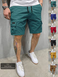 Men's Solid Cargo Shorts, Casual Relaxed-Fit Woven 5" Shorts, lightweight drawstring shorts, Multi-Pocket Mid-Rise Straight-Leg Design, Drawstring Waist, Summer Daily Wear for Commute & Outdoor Sports, Classic Versatile Essential for Men's Wardrobe