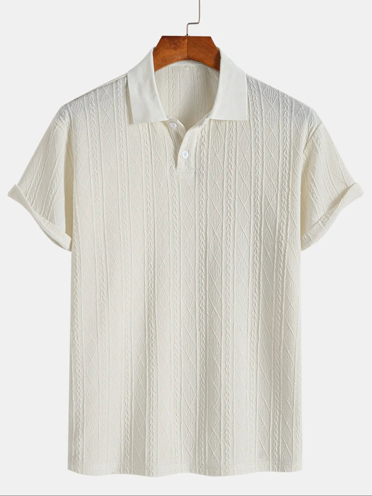 Men's Plain Textured Jacquard Knit Buttons Polo Shirt, Regular Fit Fitted Casual Short Sleeve Top for Summer, Classic Fashion Men's Clothes for Daily Wear, Menswear, Button Down Polo, Knitted Shirt, Buttoned Polo Shirt, Casual Polo Shirts