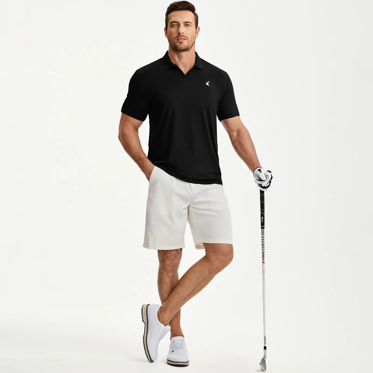 JMIERR Mens Casual Polo Shirt Summer Buttonless Short Sleeve Moisture Wicking Quick Dry Henley Golf Shirts