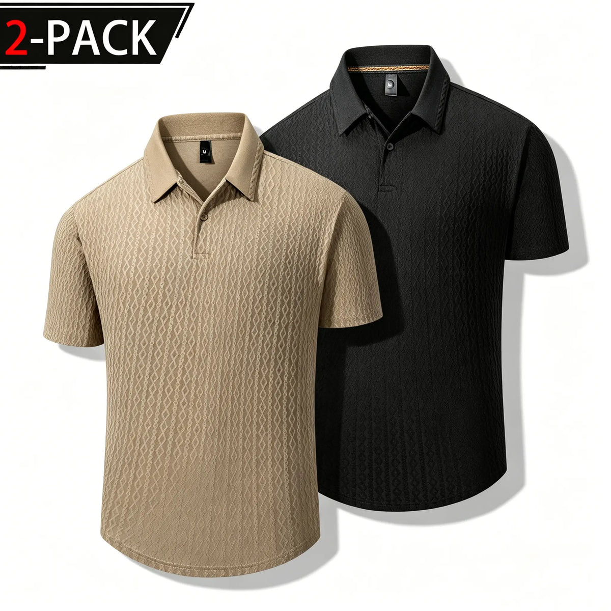Mens Comfortable Golf Polo Shirt 2 Pack 3 Pack Jacquard Texture Short Sleeve Collared Top Breathable Knit Performance Polo for Golf Tennis Pickleball Office Casual Outdoor Vacation Daily Wear Summer Fashion Essentials Smart Everyday Wardrobe Staple,sohoch