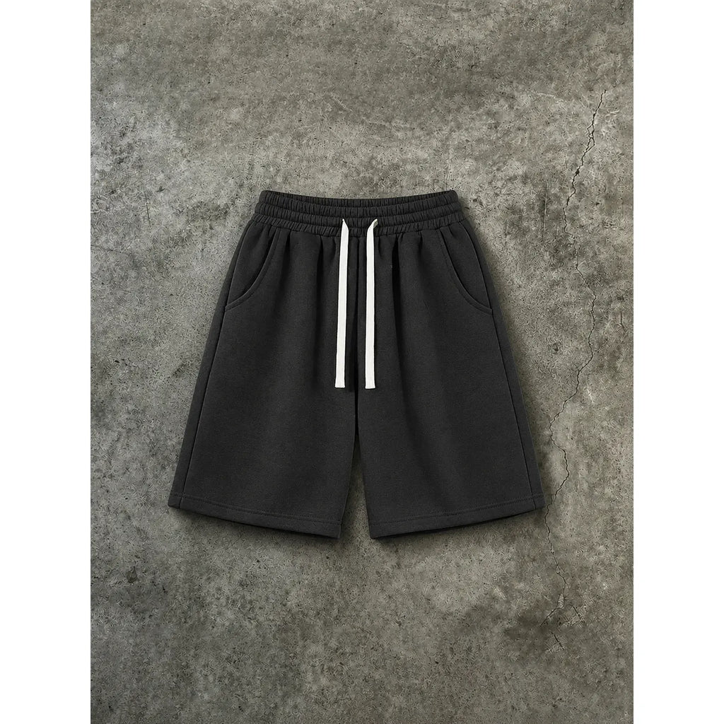 Men's Cotton Blend Casual Relaxed Fit Above-the-Knee Shorts - Drawstring Waistband, Adjustable Bottom, Baggy Draped Cut, Athleisure Menswear Bottoms for Workouts, Lounging
