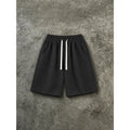Men's Cotton Blend Casual Relaxed Fit Above-the-Knee Shorts - Drawstring Waistband, Adjustable Bottom, Baggy Draped Cut, Athleisure Menswear Bottoms for Workouts, Lounging