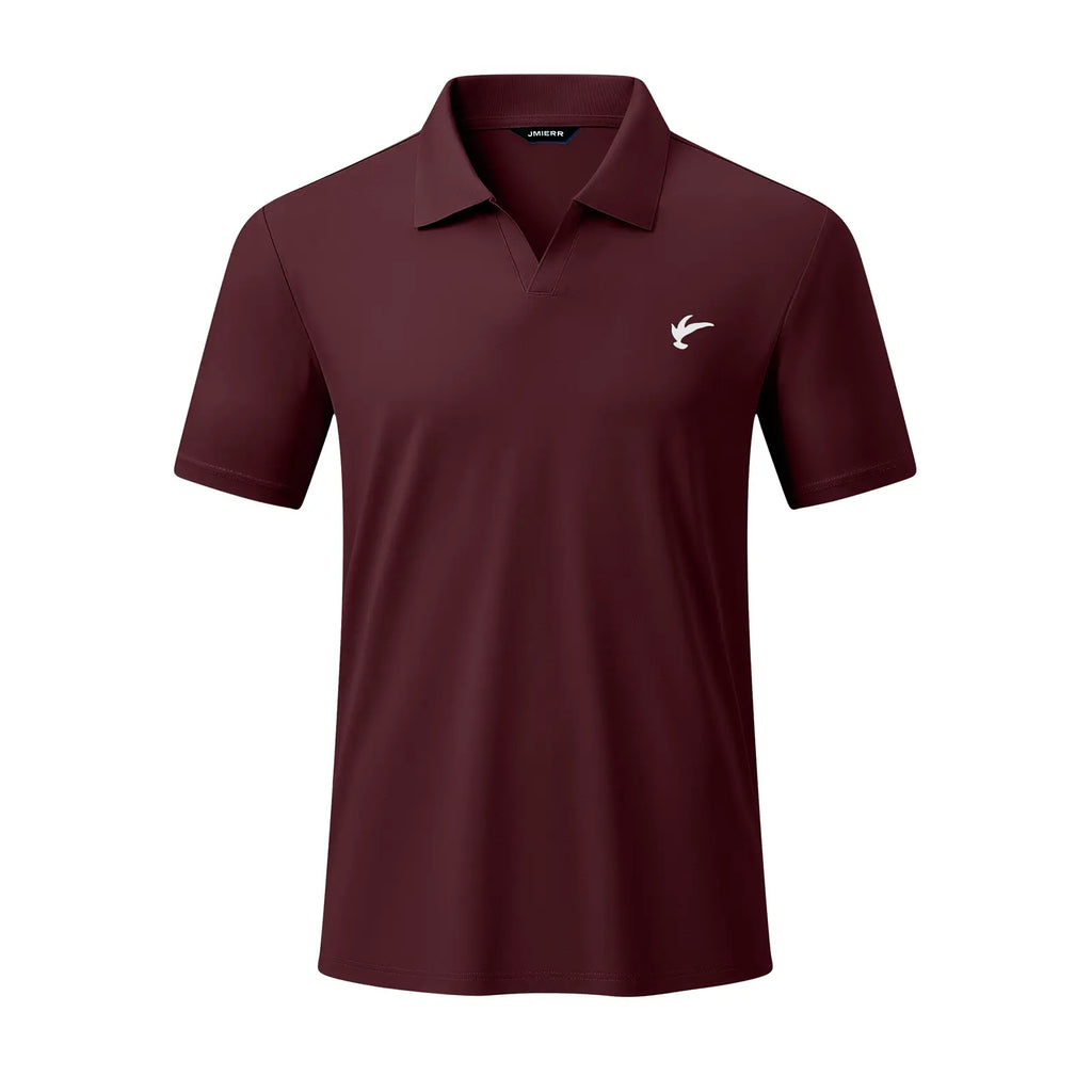 JMIERR Mens Casual Polo Shirt Summer Buttonless Short Sleeve Moisture Wicking Quick Dry Henley Golf Shirts