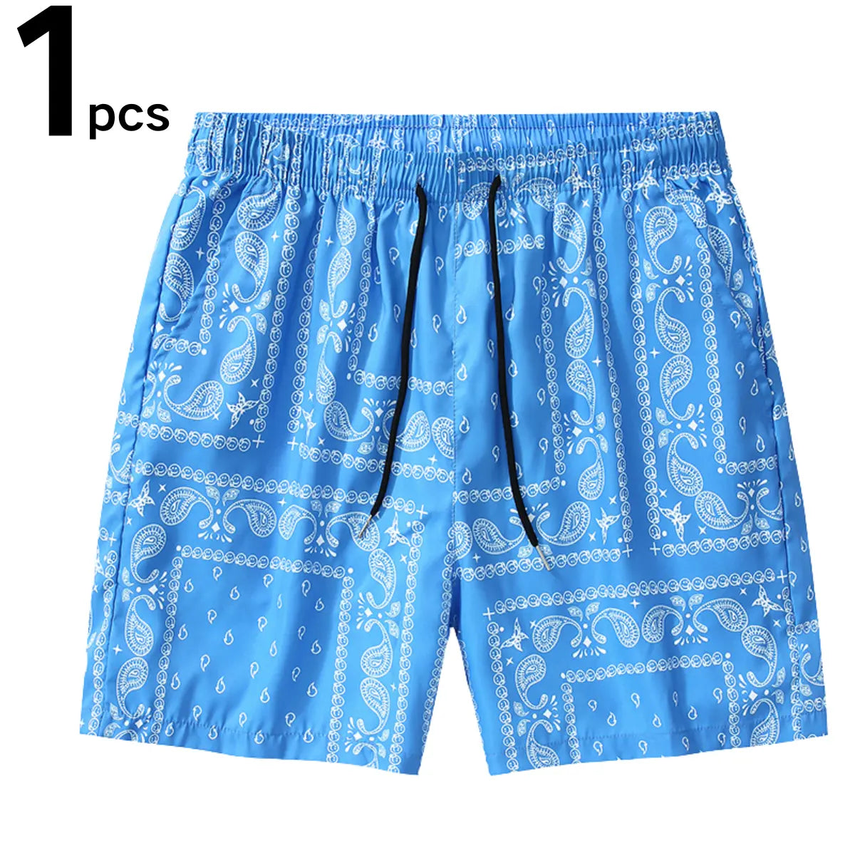 Men's Casual Paisley Pattern Polyester Shorts - Adjustable Drawstring Waist, Outfits Inspo Drip Clothing, XL Men’s Clothes for Daily & Leisure Occasions