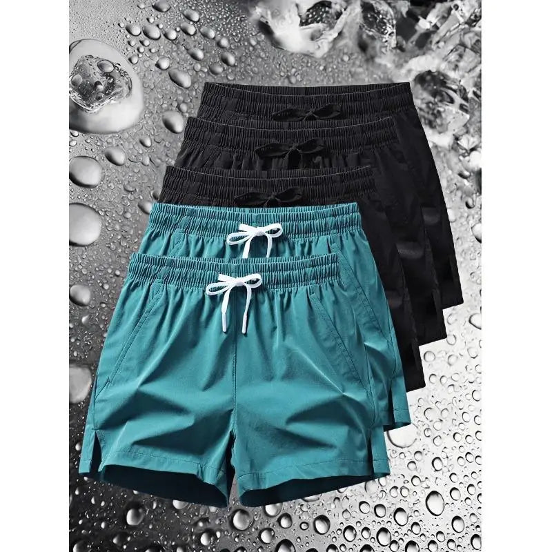 Men's Regular Fit Elastane-Polyester Blend Elastic Drawstring Waist Shorts with Zipper Pocket - Breathable Fabric, Easy to Style, Casual Look, All Seasons Activewear Bottoms for Daily Outdoor Use