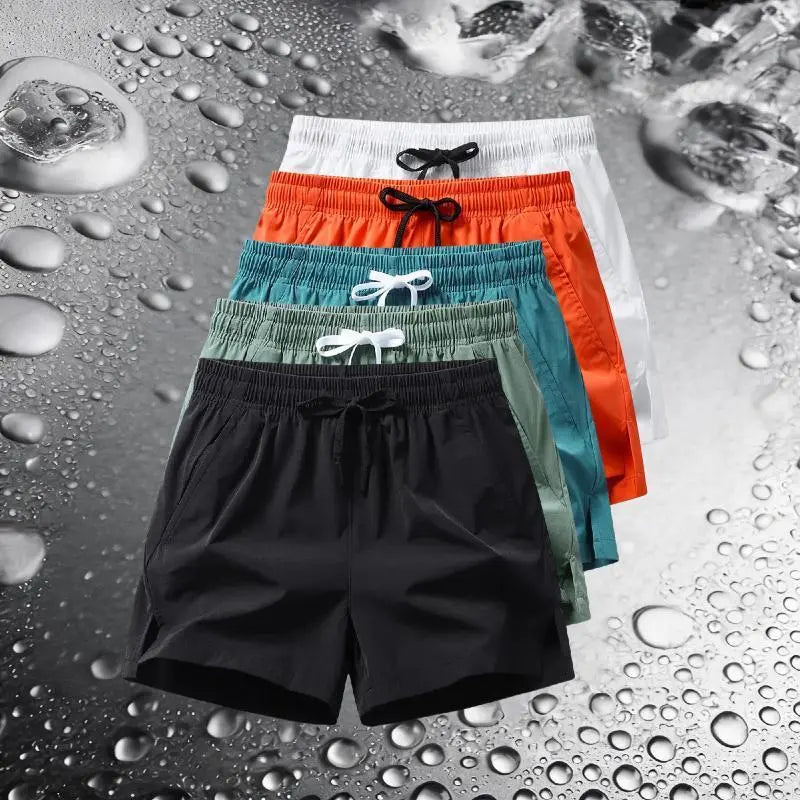 Men's Regular Fit Elastane-Polyester Blend Elastic Drawstring Waist Shorts with Zipper Pocket - Breathable Fabric, Easy to Style, Casual Look, All Seasons Activewear Bottoms for Daily Outdoor Use