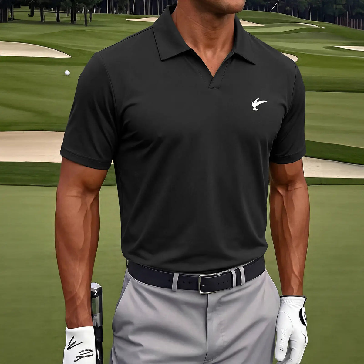 JMIERR Mens Casual Polo Shirt Summer Buttonless Short Sleeve Moisture Wicking Quick Dry Henley Golf Shirts