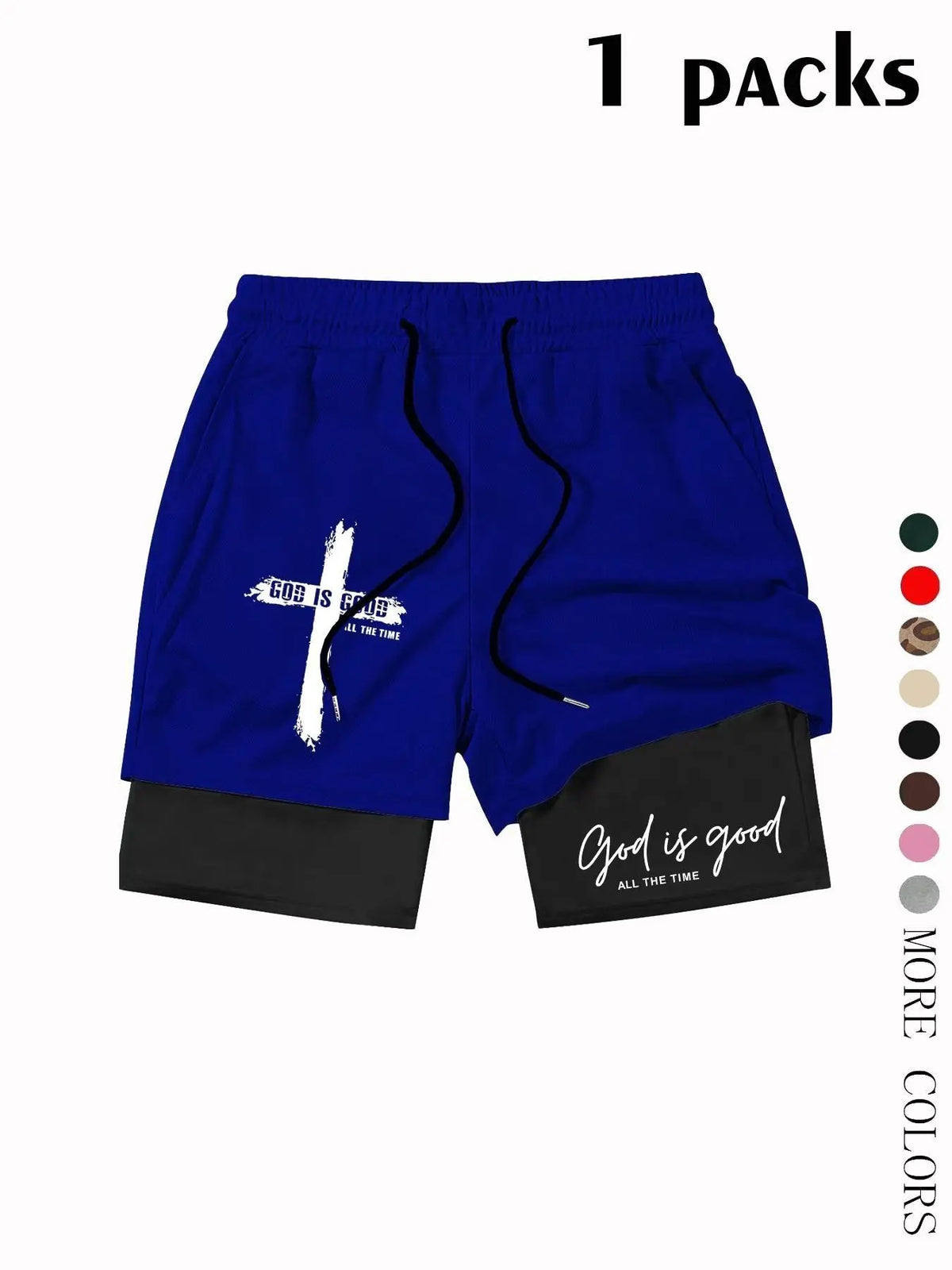 God Is Good Print Teen Boy Shorts, Loose-Fit Casual Mesh Pants, Drawstring Waist, Spring Summer Fashion, Couples Wear, Breathable Loose Shorts, Breathable Printed Shorts