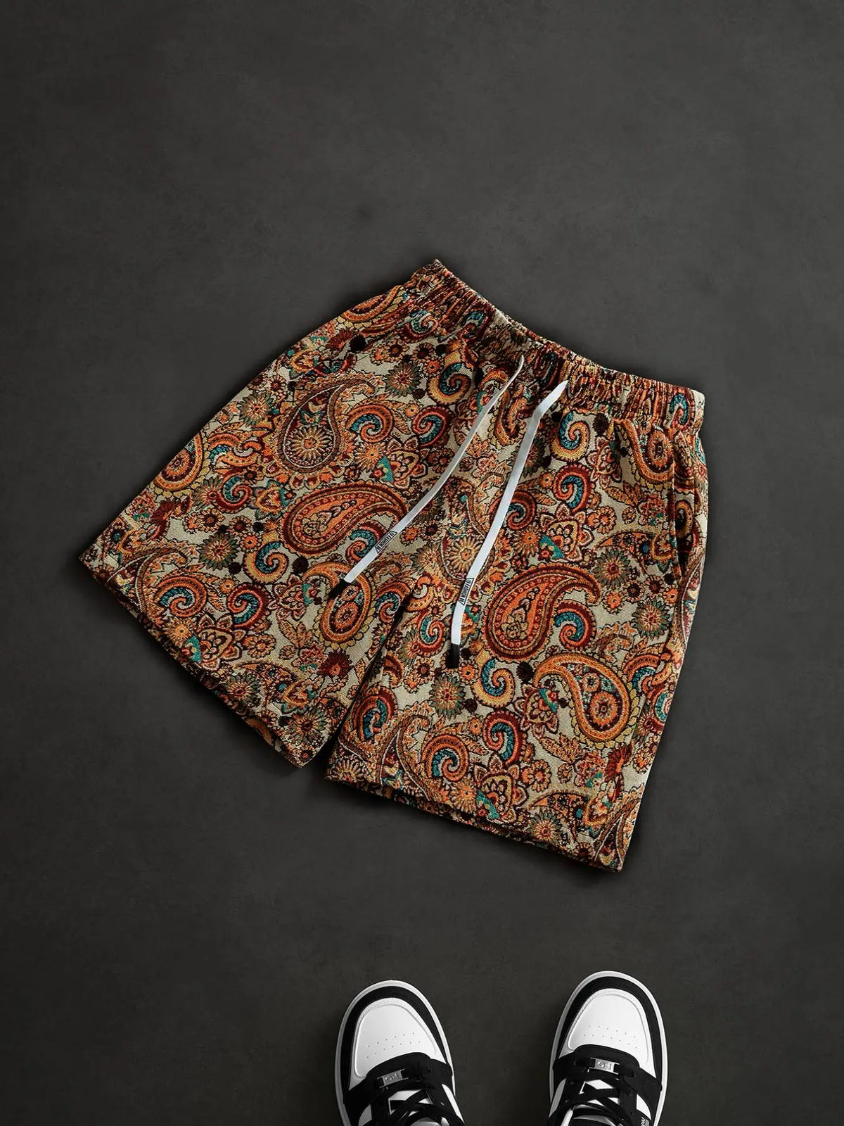 Ethnic Printed Loose Mid Men's Shorts, Summer Retro Casual Beach Shorts, Trendy Street Style Versatile Pants for Everyday Wear, Fashion Casual Shorts