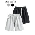 URMCZ Men's Retro Cotton Blend Casual Shorts - Breathable, High-Stretch Drawstring Waistband, Relaxed Straight-Leg, Moisture-Wicking, Plain, Aesthetic, Sporty Chic Unisex Bottoms for Summer Lounging, Workouts