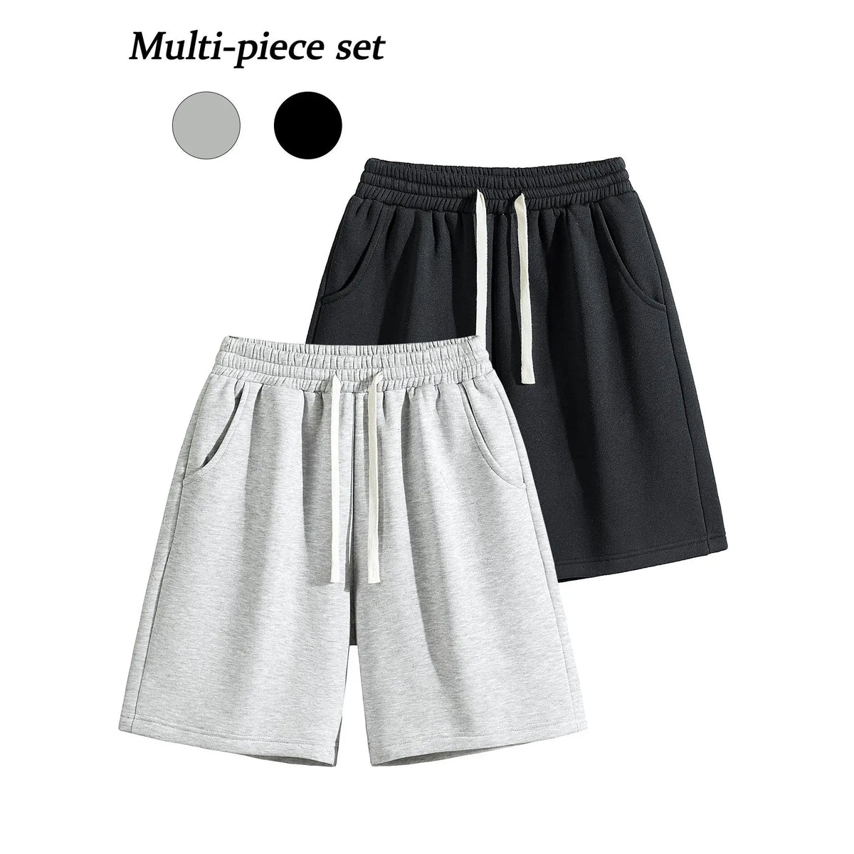 URMCZ Men's Retro Cotton Blend Casual Shorts - Breathable, High-Stretch Drawstring Waistband, Relaxed Straight-Leg, Moisture-Wicking, Plain, Aesthetic, Sporty Chic Unisex Bottoms for Summer Lounging, Workouts