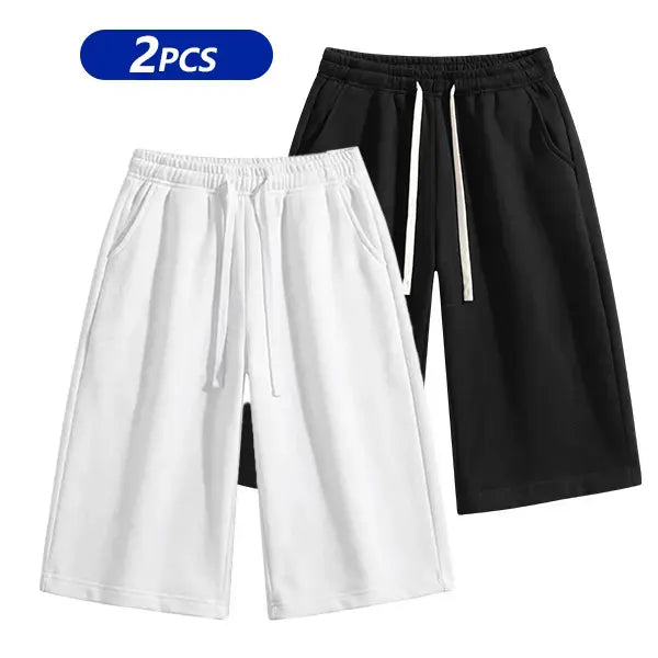 Men's Plain Stylish Belted Bermuda Shorts - Activewear, Solid-Color Athletic Casual Bottoms with Pockets, Breathable Spring-Summer Menswear