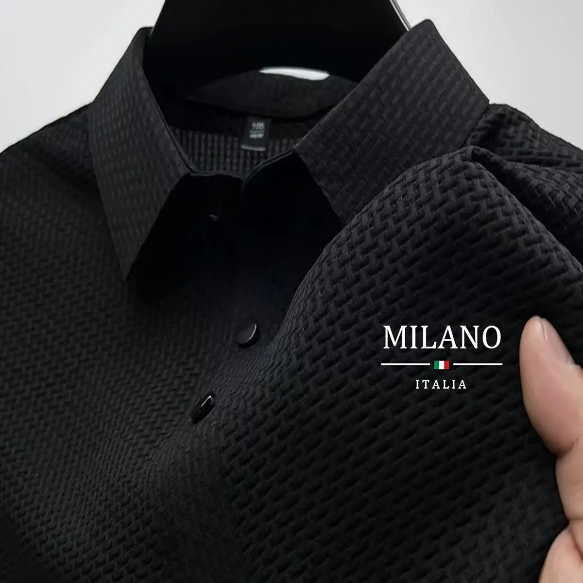 Men's Custom-Fit Solid Color Luxury Formal Polo Shirt - Breathable Lightweight Polyester Menswear, Fitted Well-Structured Collar, Elegant Modern Top for Business, Casual Everyday Wear